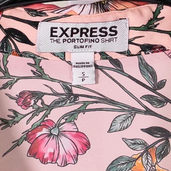 Express Women's Shirt Button Up Multicolor Floral Slim Fit V-Neck Blouse Top S - Picture 3 of 8